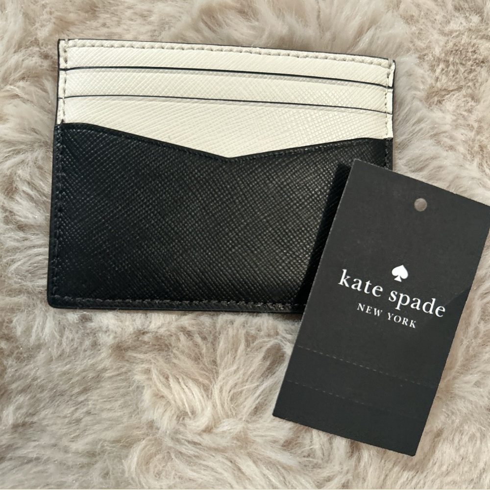 Kate Spade Staci Slim Color Block Card Holder Black and Cream NWT - Picture 5 of 5